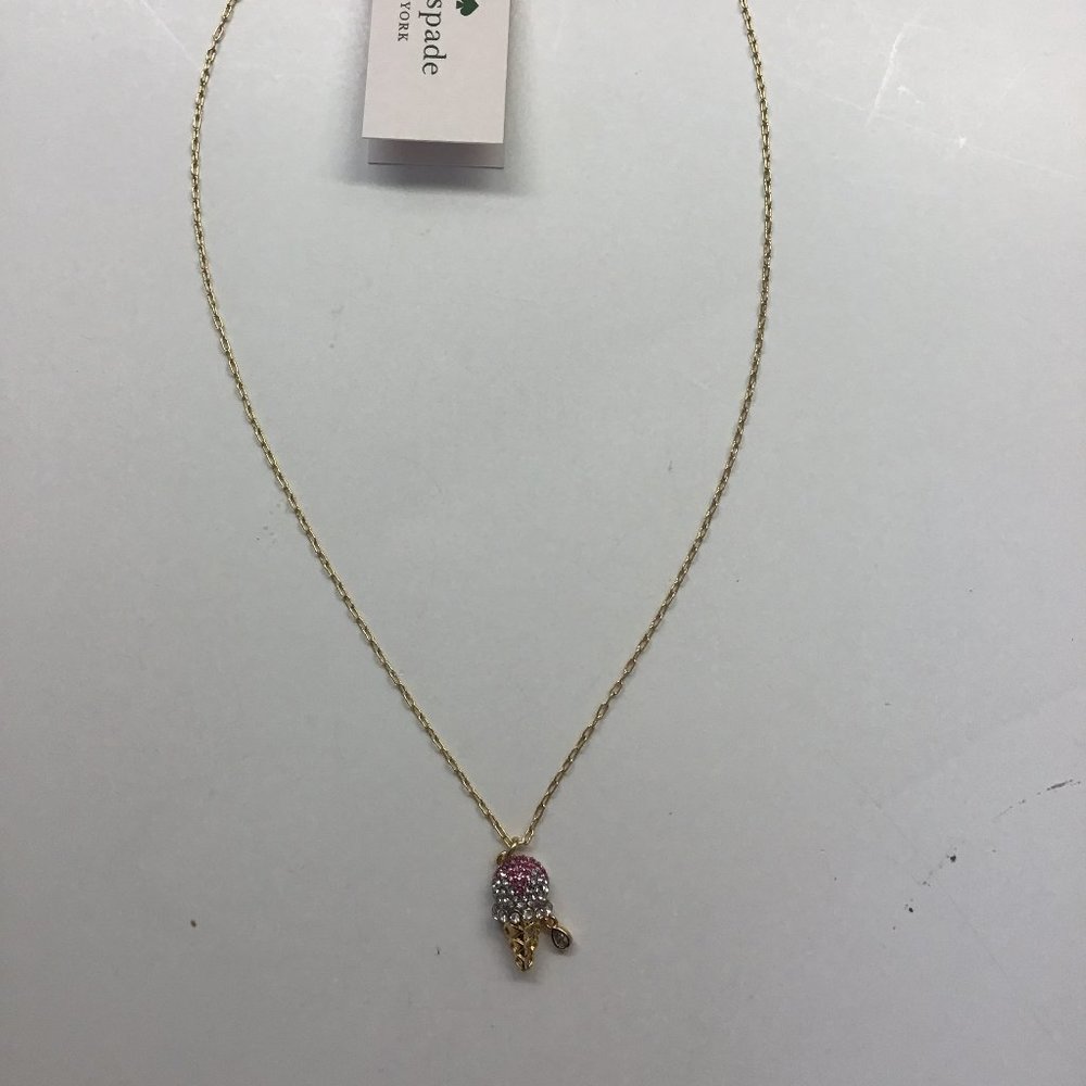 Kate Spade New Pink Ice Cream Cone Necklace